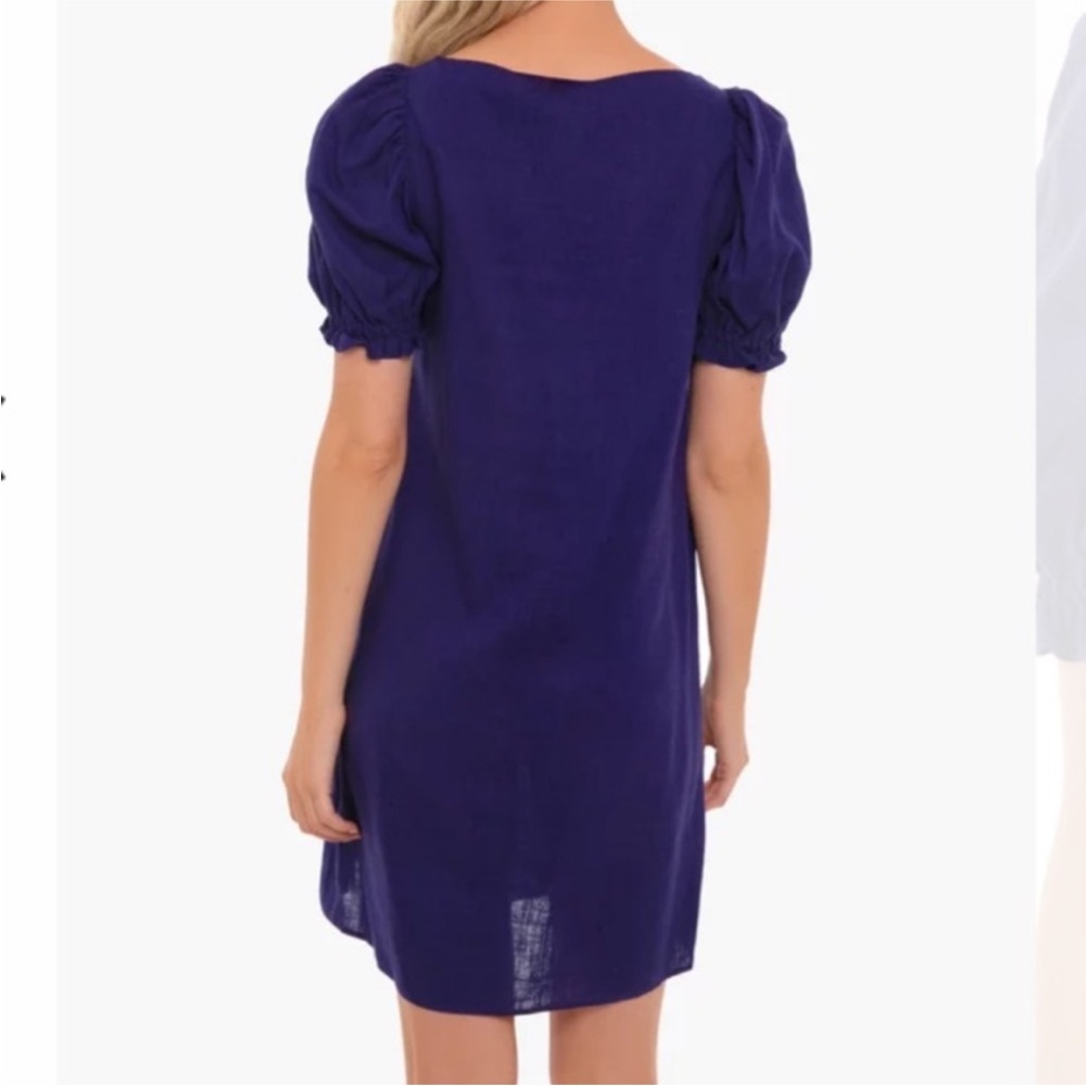 Tuckernuck Pomander Place Navy Darcy Dress Linen Cotton S - Picture 2 of 8